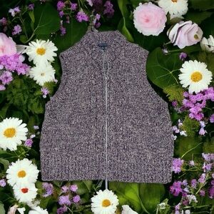 Westbound Woman Sweater Vest Jacket Size 2XL Purple Gray Knit Silver Full Zipper